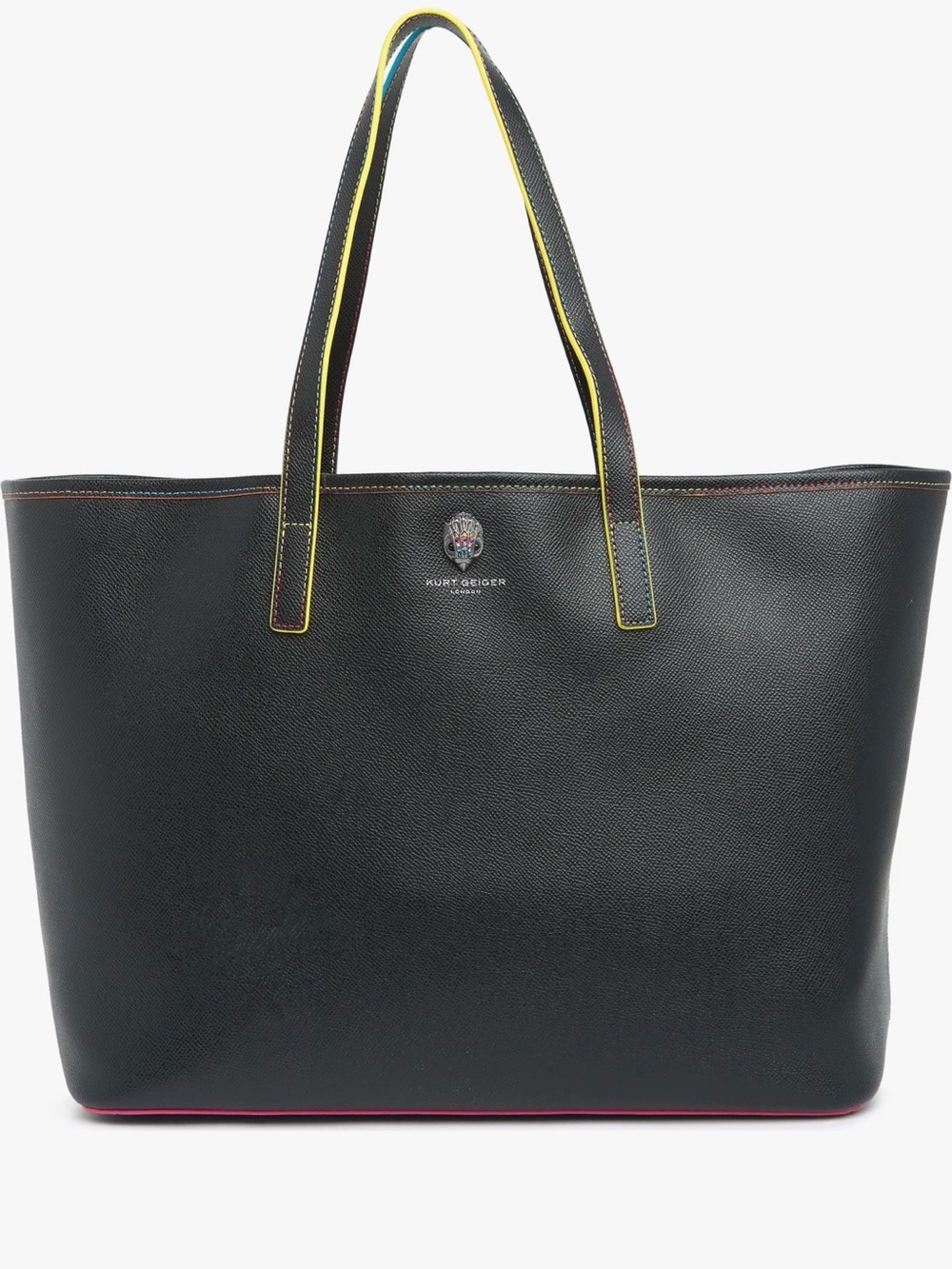 Kurt Geiger Black Tote with Yellow-Trim Handles